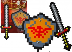 Set cavaleresc din spumă cu sabie pixel și scut