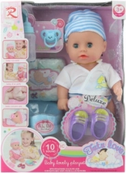 Bebeluș cu sunete și care face pipi, cu accesorii, 30 cm