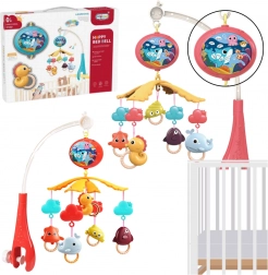 Carusel pentru pătuț cu proiector și telecomandă – roșu