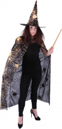 pelerină și pălărie de vrăjitoare cu pânză de păianjen pentru adulți