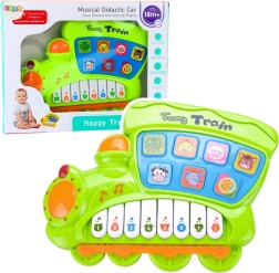 Pianină educativă electrică pentru copii în formă de locomotivă – verde