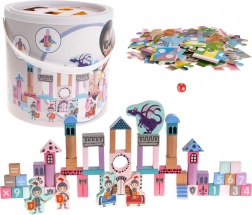 Construcție din lemn castel cu cavaleri pentru copii 3+