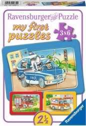 Primul meu puzzle – vehicule de intervenție cu animale la volan 3×6 piese RAVENSBURGER