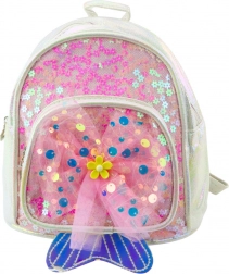 Rucsac alb pentru copii cu fundă din tul