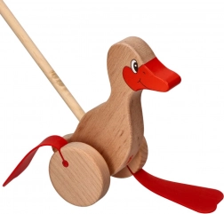 Rața din lemn de împins pentru copii