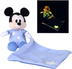 Păturică/pluș pentru alint Mickey Mouse care strălucește în întuneric