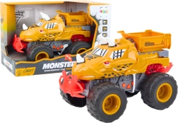 Mașinuță off-road dinozaur cu mecanism fricțiune, portocalie