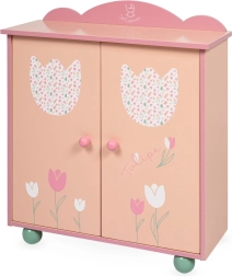 Dulap din lemn pentru hainele păpușilor cu accesorii TULIPE