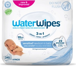 WaterWipes șervețele umede newborn & baby 3în1, 4×60 buc (240 buc)