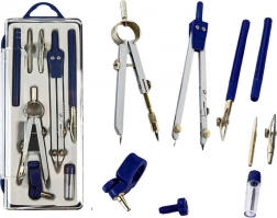 Set compas geometric cu organizator, 9 buc