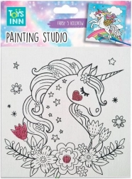 set de pictură pe pânză unicorn flori