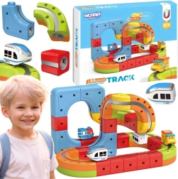 Set de construcție magnetic cu trenuleț electric WOOPIE Magic Cube Train, 32 de piese