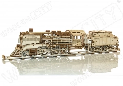 Puzzle 3D din lemn WOODEN CITY expres cu tender și șine, 580 piese