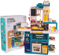 Bucătărie interactivă pentru copii cu abur, lumini și sunete, 80 de piese – Albastru