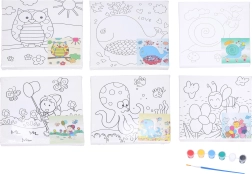 Set de pictură pentru copii pe pânză 20×20 cm cu șablon, culori și pensulă