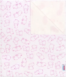 Pernuță din flanel impermeabilă New Baby cu hipopotam alb‑roz