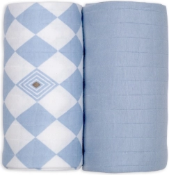 Lodger swaddler din bumbac organic 110 × 110 cm, blue fogg - 2 bucăți