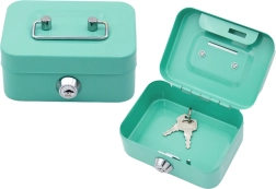 Cutie de valori metalică cu închidere și două chei - turcoaz