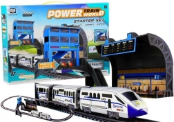 Set de tren electric cu gară, 244 cm