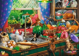 TREFL Puzzle Premium Plus: Ora de ceai cu pisicuțe jucăușe 1000 piese