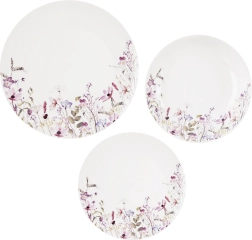 Set de masă din porțelan cu motiv floral LOUKA, 18 piese