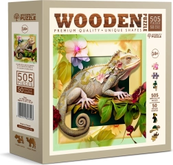Puzzle din lemn cameleon și flori 505 piese WOODEN CITY