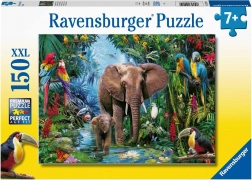 Puzzle Ravensburger Elefanți în oază 150 piese