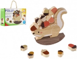 Bino joc de echilibru cu veveriță din lemn