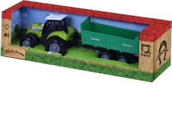 Tractor cu sunete și lumini cu remorcă verde