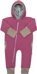 Salopetă de primăvară căptușită cu glugă New Baby Spring roz-violet