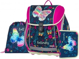 Set școlar premium light fluture – rucsac, săculeț și penar