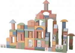 Cuburi din lemn pastel Safari 120 buc