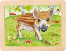 Puzzle din lemn Goki animale de pădure – purceluș, 24 piese