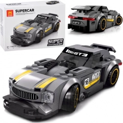 Set de construcție tehnică mașină sport argintie 174 piese cu autocolante