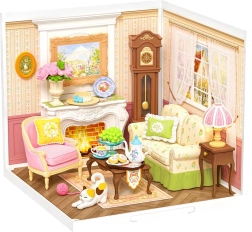 Căsuță miniaturală Ceaiul de la ora cinci – kit DIY 3D din lemn cu LED