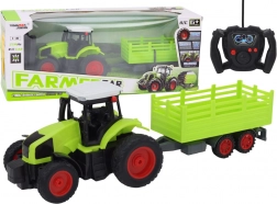 Tractor RC cu telecomandă și remorcă 1:16 verde