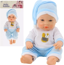 Păpușă textilă bebeluș în pijama albastră 30 cm