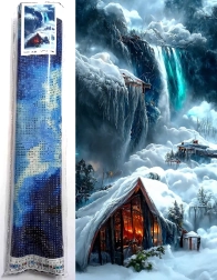 Pictură cu diamante Cabană iarna 80x40 cm