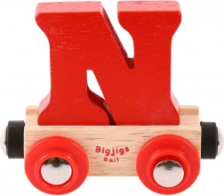 Bigjigs Rail vagon cu litera N pentru circuit de tren din lemn