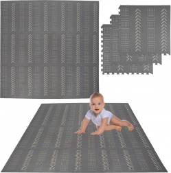 Humbi covoraș puzzle din spumă, 9 piese, gri, 180 × 180 × 1 cm