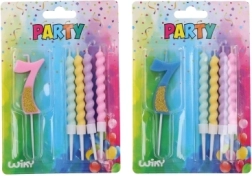 Lumânare de petrecere numărul 7 cu patru lumânări