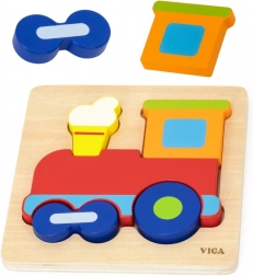 puzzle montessori din lemn, cu tren VIGA