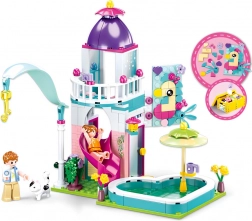 Sluban căsuță cu tobogan spre piscină