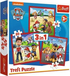 Puzzle 3 în 1 PAW PATROL Cățeii veseli Trefl