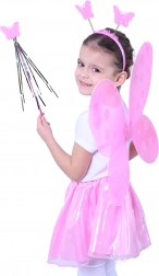 Costum de fluture cu aripi roz și accesorii