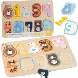 Puzzle clasic din lemn cu cifre Montessori 11 piese