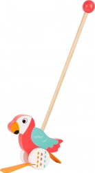 Small foot papagalul Lori pe roți – jucărie de împins din lemn pentru primii pași