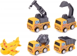Set de Mașini de Construcții Mici și Avioane cu Împingere Înapoi