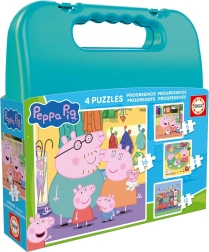 Puzzle în geantă PURCELUȘUL PEPPA 4în1 (6–16 piese)
