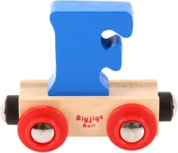 Vagon de lemn Bigjigs Rail cu litera F